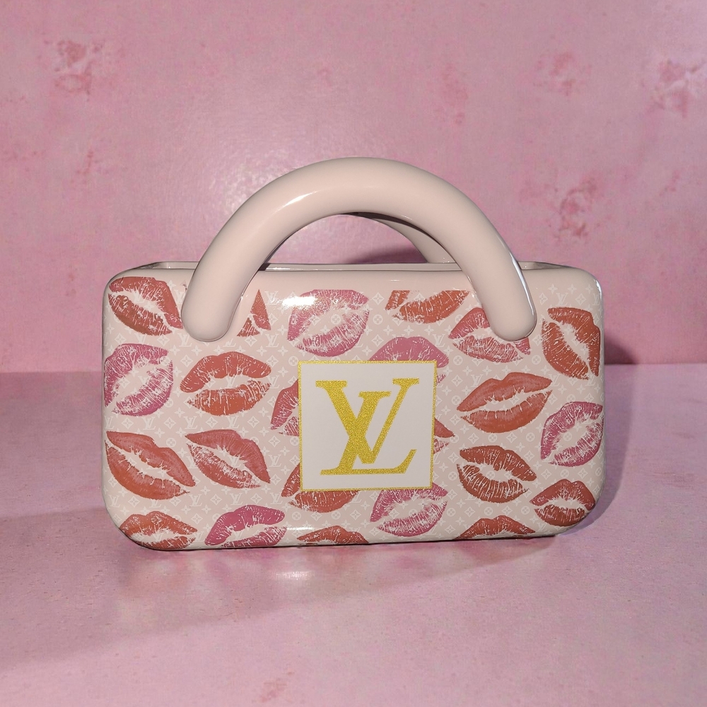 Ceramic Desk Organizer, Vase Or Planter With Kiss/Lip Prints
